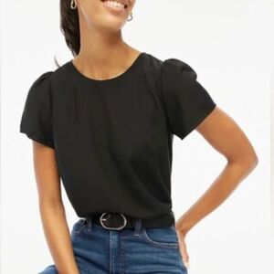 J. Crew Factory Black Puff Sleeve Blouse